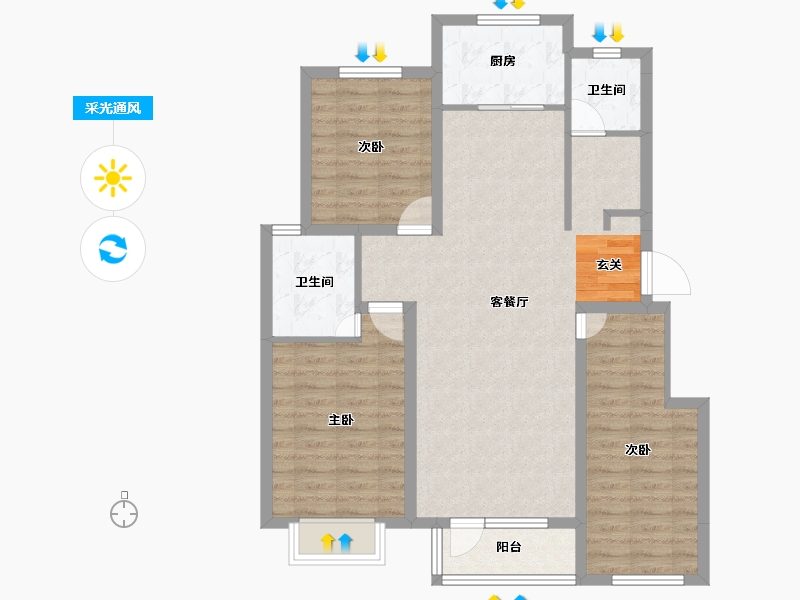 河北省-唐山市-华明壹號-92.20-户型库-采光通风