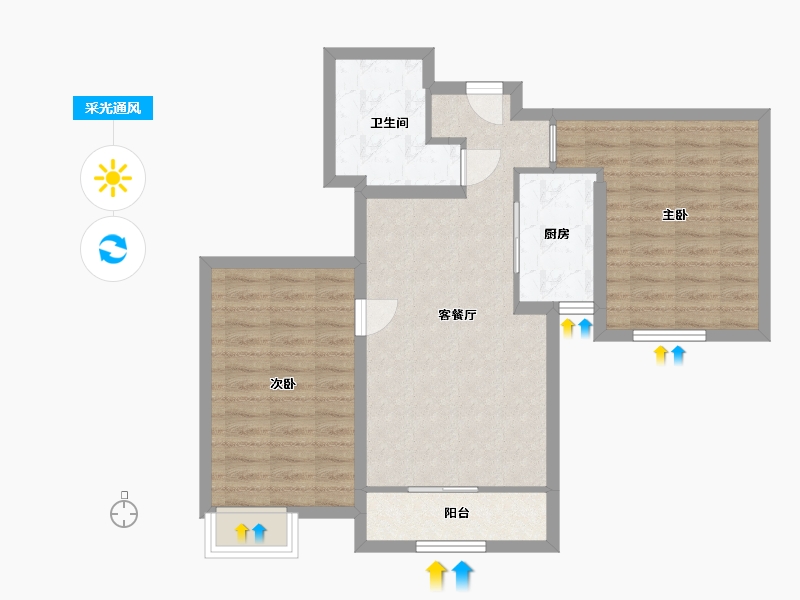 河北省-廊坊市-盛达铂宫二期-71.90-户型库-采光通风