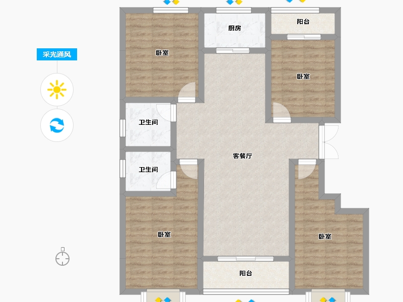 山西省-运城市-东星·卡纳溪谷-108.92-户型库-采光通风