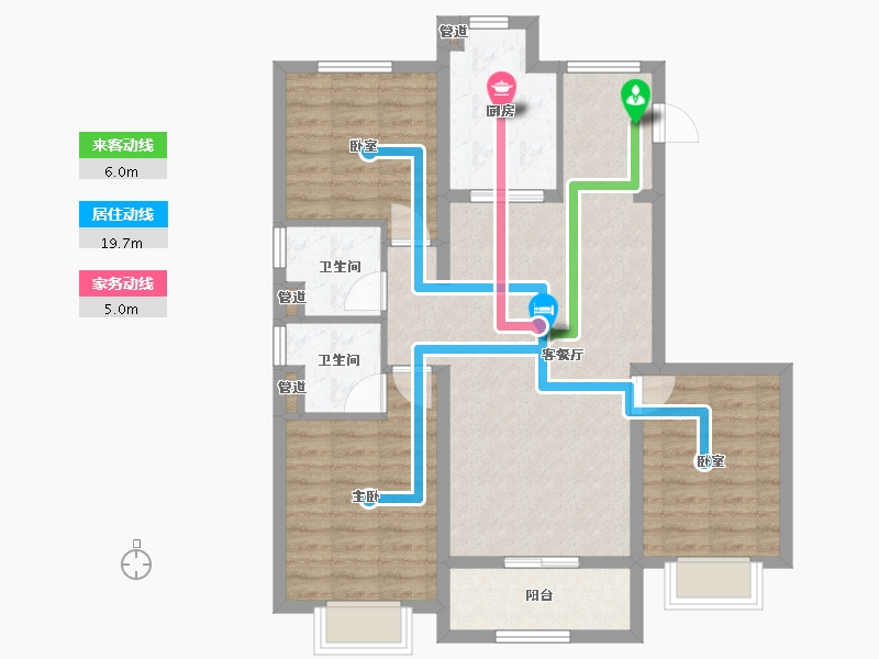 山西省-太原市-天禄堂▪红禧台-86.35-户型库-动静线