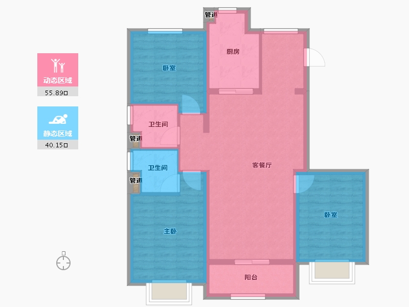 山西省-太原市-天禄堂▪红禧台-86.35-户型库-动静分区