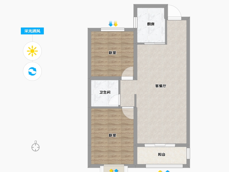 山西省-太原市-田森新晋原墅-66.98-户型库-采光通风