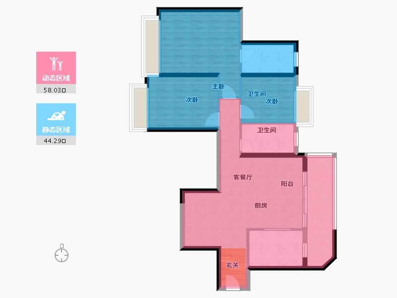 云南省-昆明市-曲靖恒大名都-91.50-户型库-动静分区