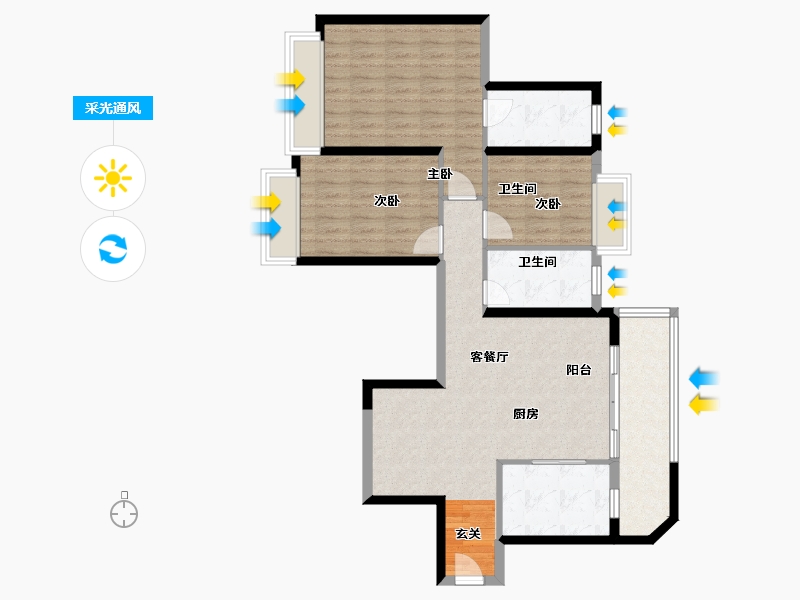 云南省-昆明市-曲靖恒大名都-91.50-户型库-采光通风