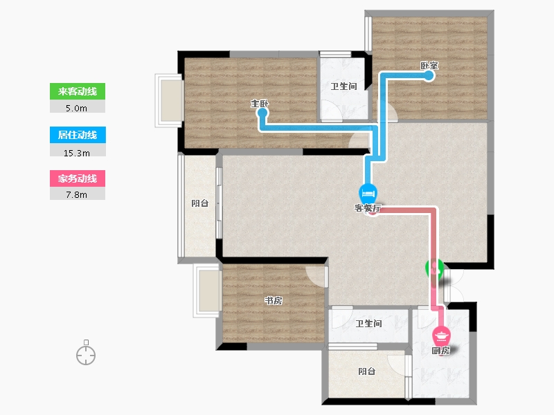 贵州省-遵义市-科泰雅苑居-120.69-户型库-动静线