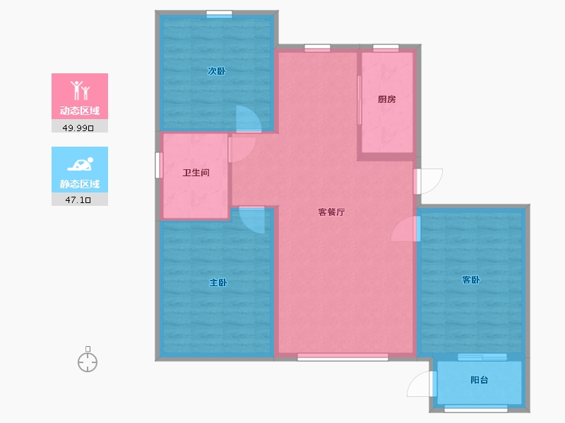 河北省-沧州市-金域华城-87.80-户型库-动静分区