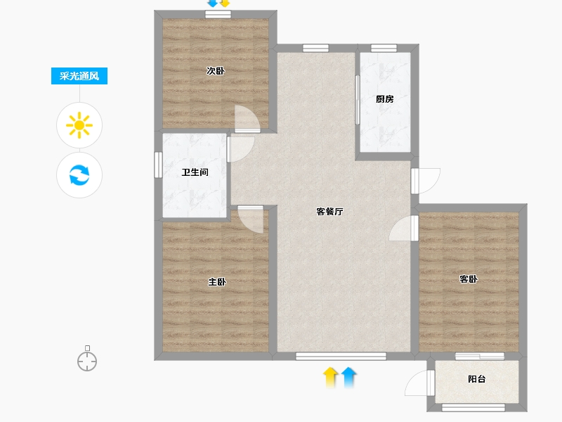 河北省-沧州市-金域华城-87.80-户型库-采光通风