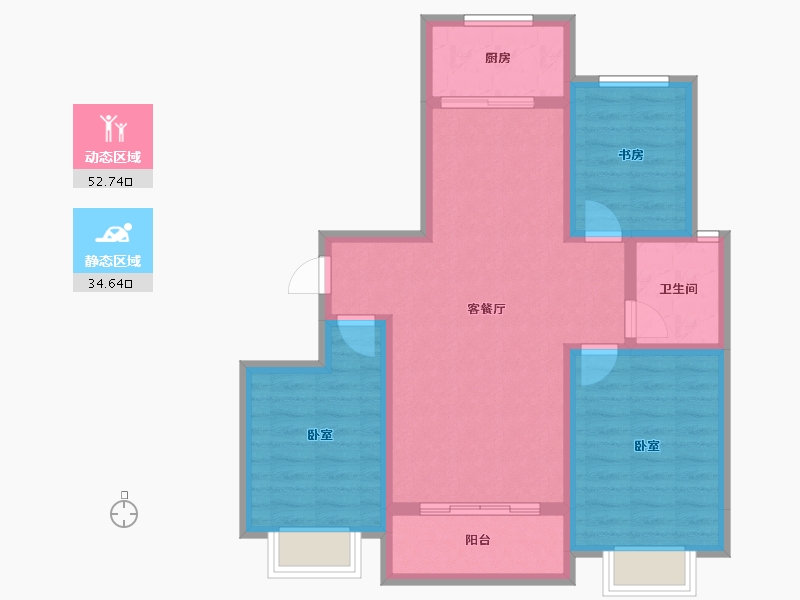 山西省-运城市-东星·卡纳溪谷-77.66-户型库-动静分区