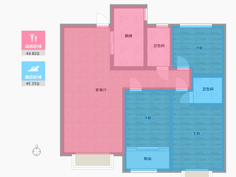 河北省-沧州市-一世界书香华府-84.02-户型库-动静分区