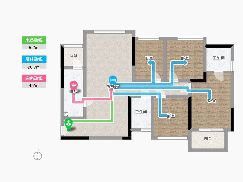 四川省-成都市-明信城住宅-95.70-户型库-动静线