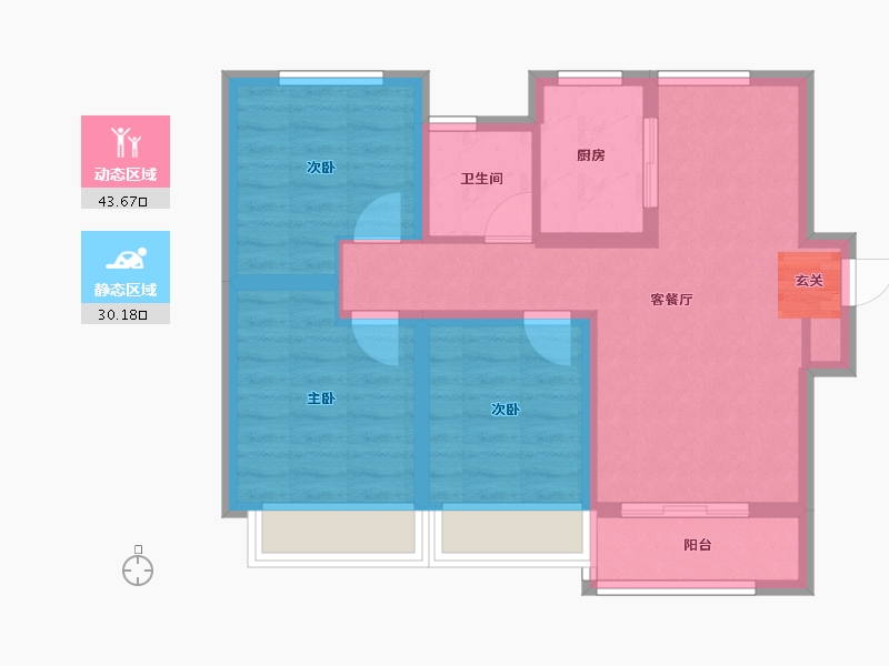 河北省-唐山市-融创津宸壹号-64.89-户型库-动静分区