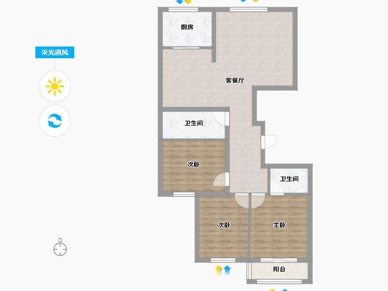 河北省-承德市-阳光新城三期-88.63-户型库-采光通风