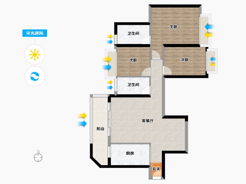 云南省-昆明市-曲靖恒大名都-91.58-户型库-采光通风