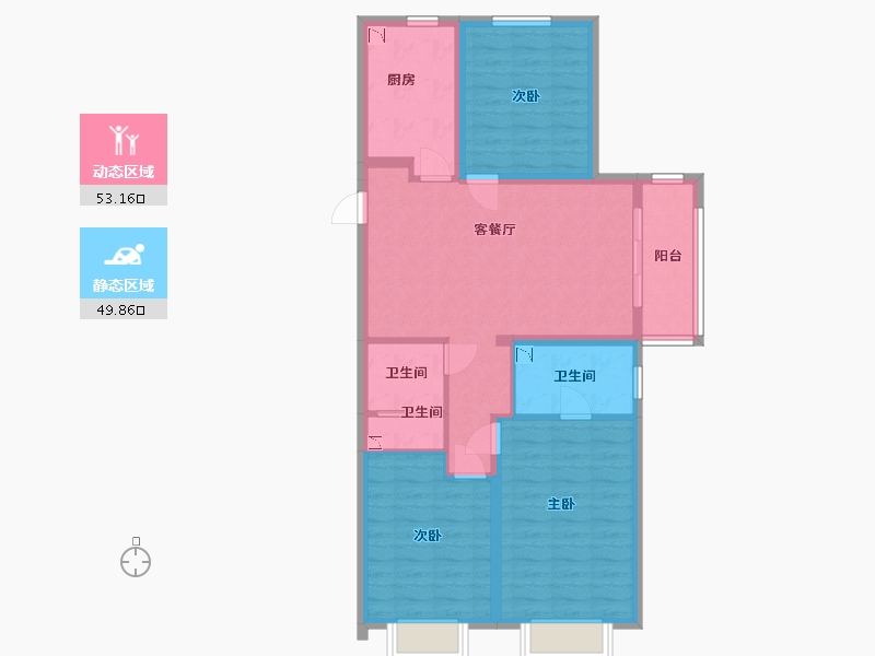 山西省-太原市-当代城ΜΟΜΛ-91.87-户型库-动静分区