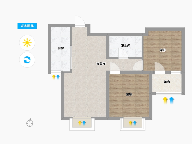 河北省-廊坊市-首开·国风悦都-57.48-户型库-采光通风