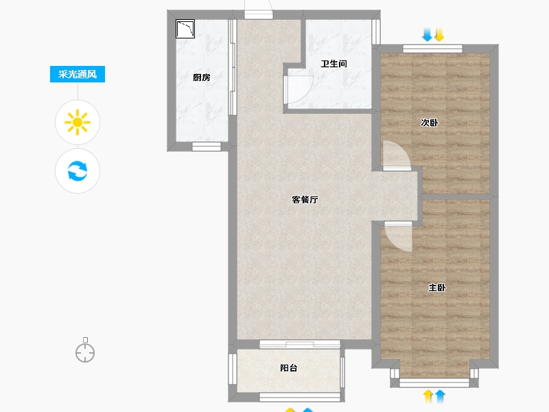 河北省-保定市-泽龙阳光美居-70.01-户型库-采光通风