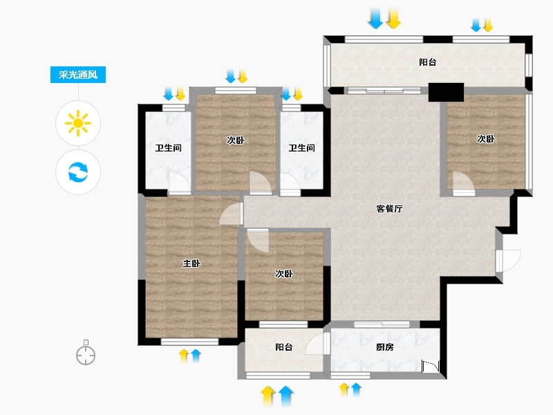 广西壮族自治区-桂林市-宏湖中央城-115.56-户型库-采光通风