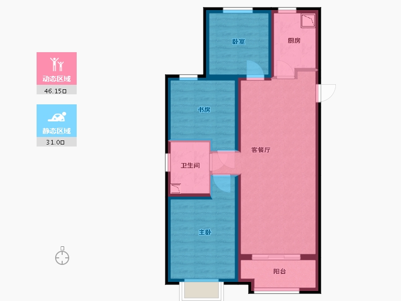 山西省-太原市-当代城ΜΟΜΛ-67.76-户型库-动静分区