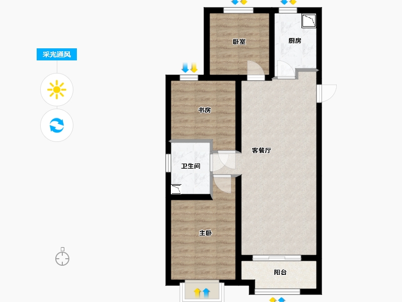 山西省-太原市-当代城ΜΟΜΛ-67.76-户型库-采光通风