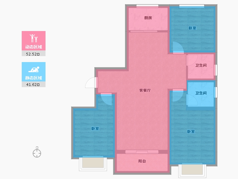 山西省-运城市-东星·卡纳溪谷-83.68-户型库-动静分区