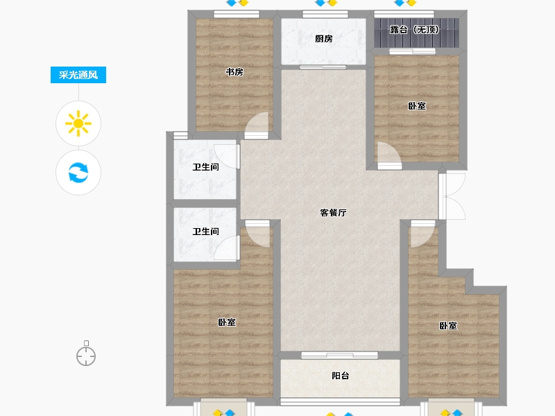 山西省-运城市-东星·卡纳溪谷-105.02-户型库-采光通风