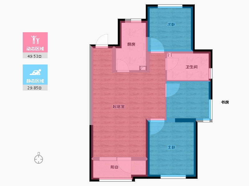 河北省-张家口市-八达岭孔雀城天赋山房-70.20-户型库-动静分区