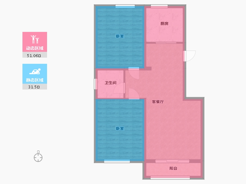 内蒙古自治区-包头市-欧艺锦绣苑一期-74.22-户型库-动静分区