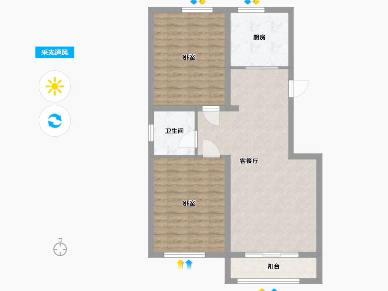 内蒙古自治区-包头市-欧艺锦绣苑一期-74.22-户型库-采光通风