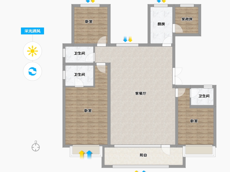 河北省-邢台市-邢台壹号院-130.06-户型库-采光通风