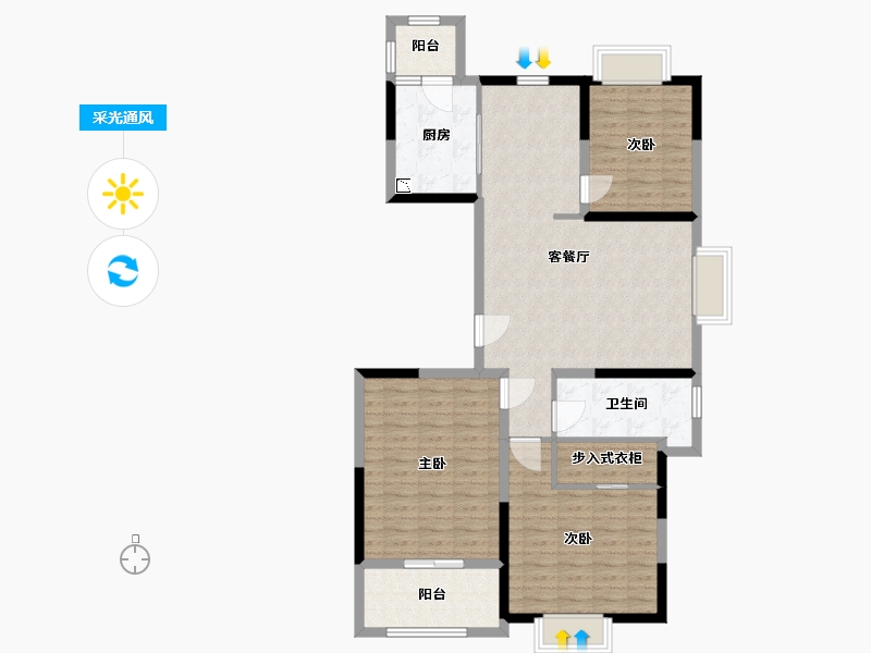 江苏省-盐城市-御景湾-108.20-户型库-采光通风