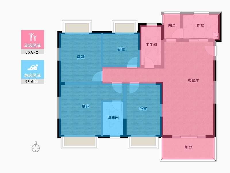 四川省-成都市-嘉裕第六洲悠泊屿二期-103.30-户型库-动静分区