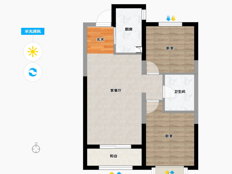 河北省-唐山市-万科金域缇香-58.25-户型库-采光通风