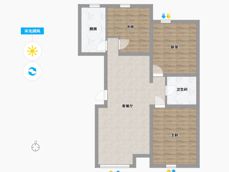 内蒙古自治区-包头市-东河世纪城-82.89-户型库-采光通风