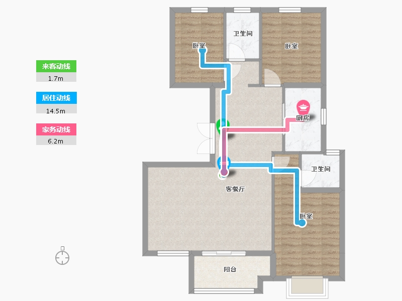 内蒙古自治区-呼和浩特市-天福·九熙府-87.67-户型库-动静线