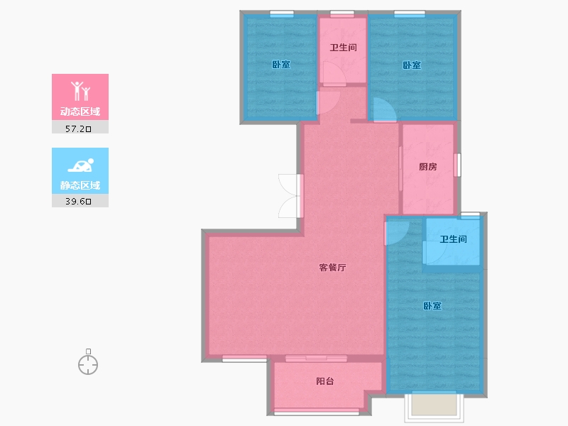 内蒙古自治区-呼和浩特市-天福·九熙府-87.67-户型库-动静分区