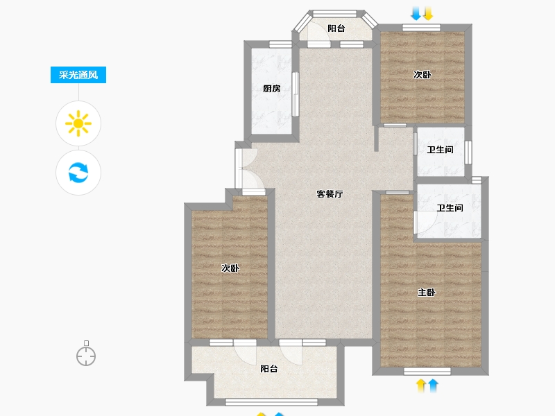 河北省-廊坊市-锦绣御府-98.33-户型库-采光通风