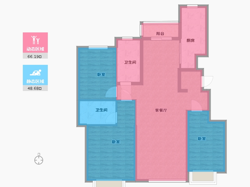 内蒙古自治区-呼和浩特市-恒大·养生谷-103.00-户型库-动静分区