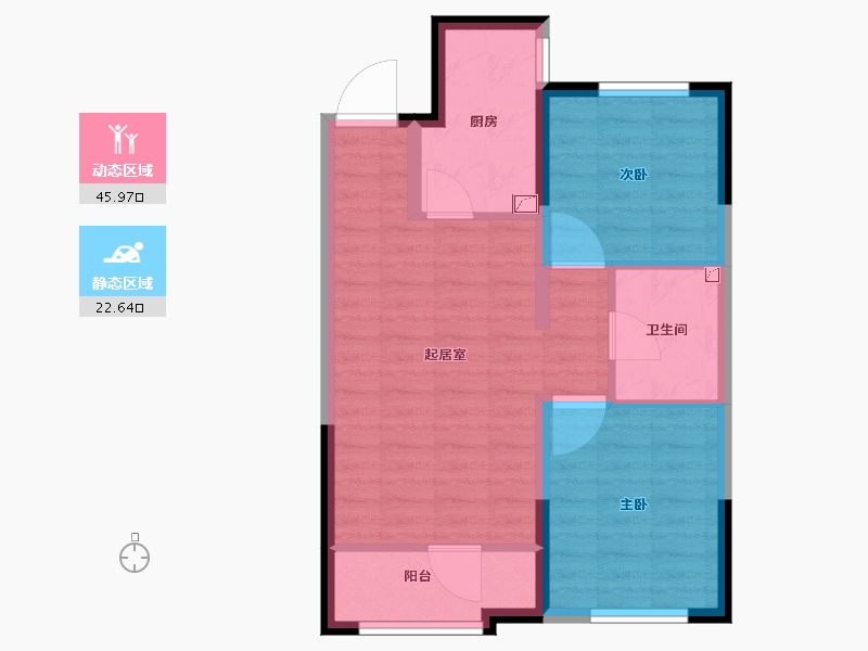 河北省-张家口市-八达岭孔雀城天赋山房-61.00-户型库-动静分区