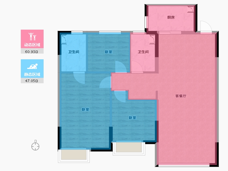 内蒙古自治区-呼和浩特市-恒大·养生谷-98.00-户型库-动静分区