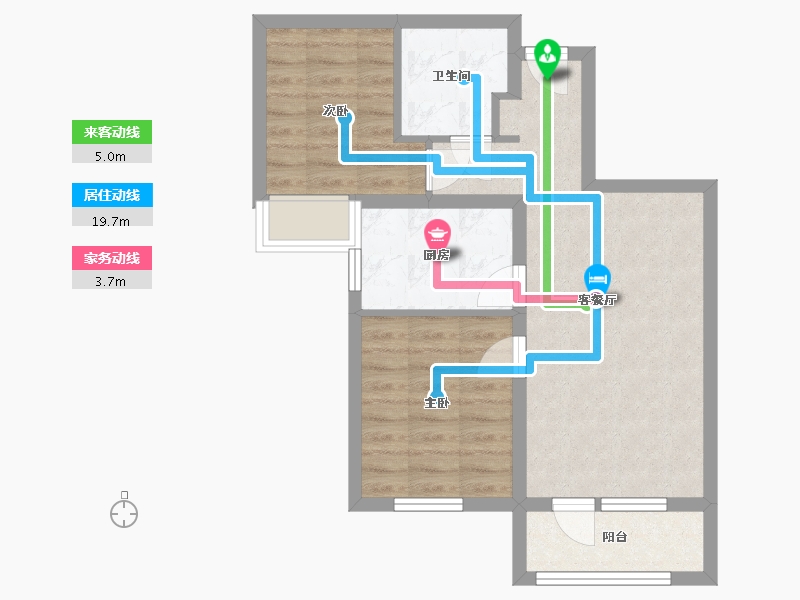 河北省-廊坊市-大运河孔雀城公园壹号院-56.45-户型库-动静线