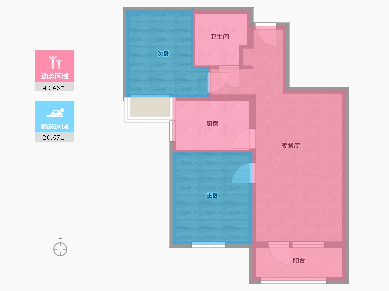 河北省-廊坊市-大运河孔雀城公园壹号院-56.45-户型库-动静分区