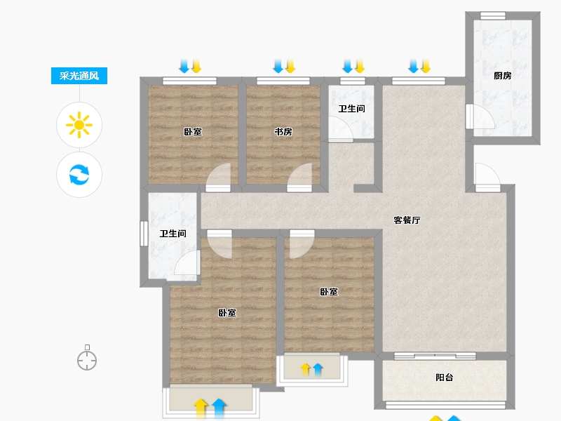 河北省-邢台市-邢台壹号院-99.89-户型库-采光通风