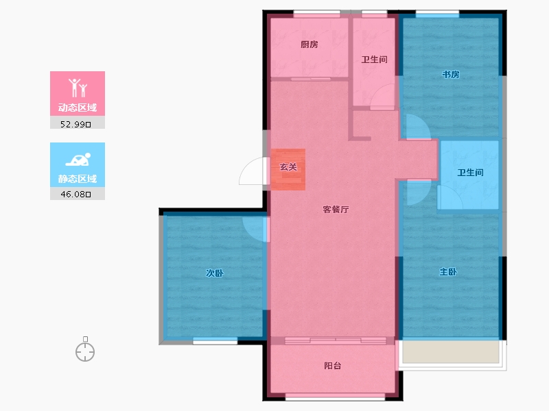 河北省-唐山市-金山壹号二期-89.44-户型库-动静分区