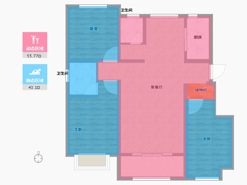 河北省-石家庄市-城南尚府-88.30-户型库-动静分区