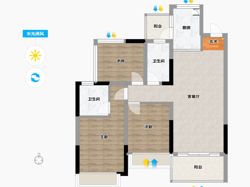 广西壮族自治区-柳州市-彰泰江与城-78.90-户型库-采光通风