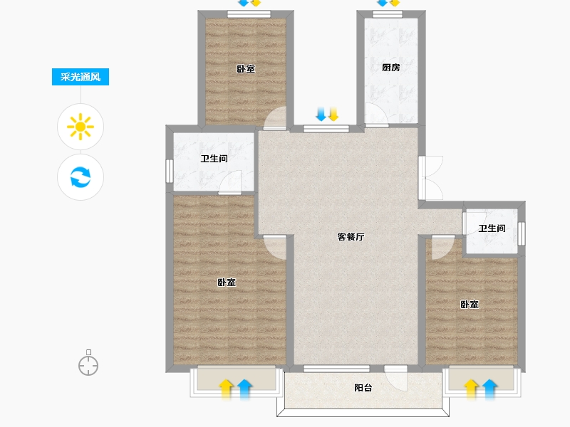 河北省-邢台市-邢台壹号院-106.34-户型库-采光通风