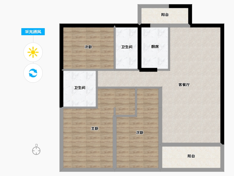 河北省-廊坊市-苏宁雲著御澜湾-98.95-户型库-采光通风