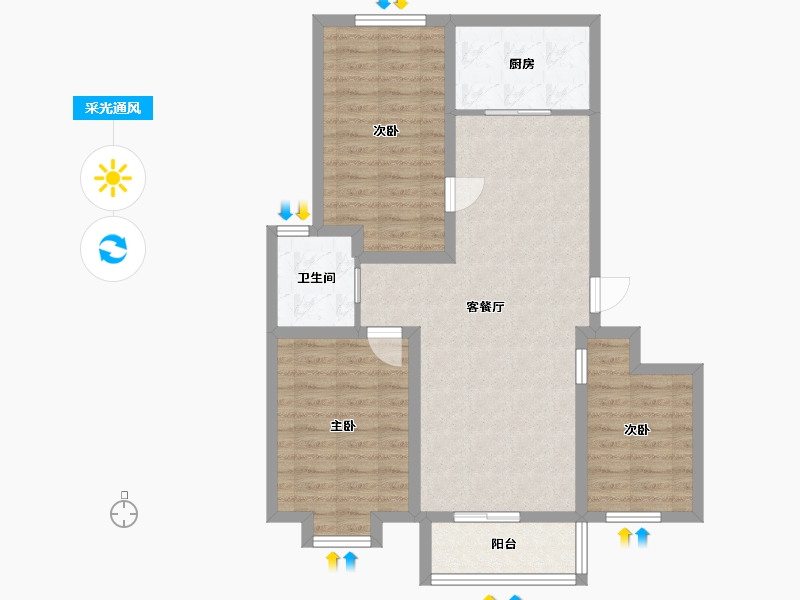 河北省-廊坊市-御锦园-82.40-户型库-采光通风