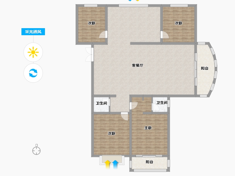 山西省-临汾市-宏锦·城市之家-162.08-户型库-采光通风