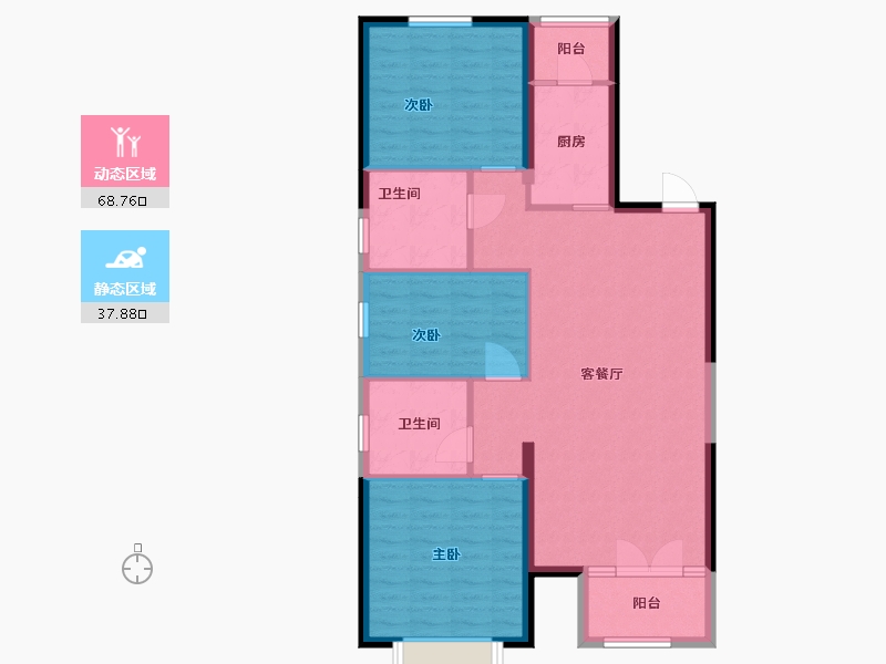 河北省-廊坊市-恒大天筑-96.80-户型库-动静分区